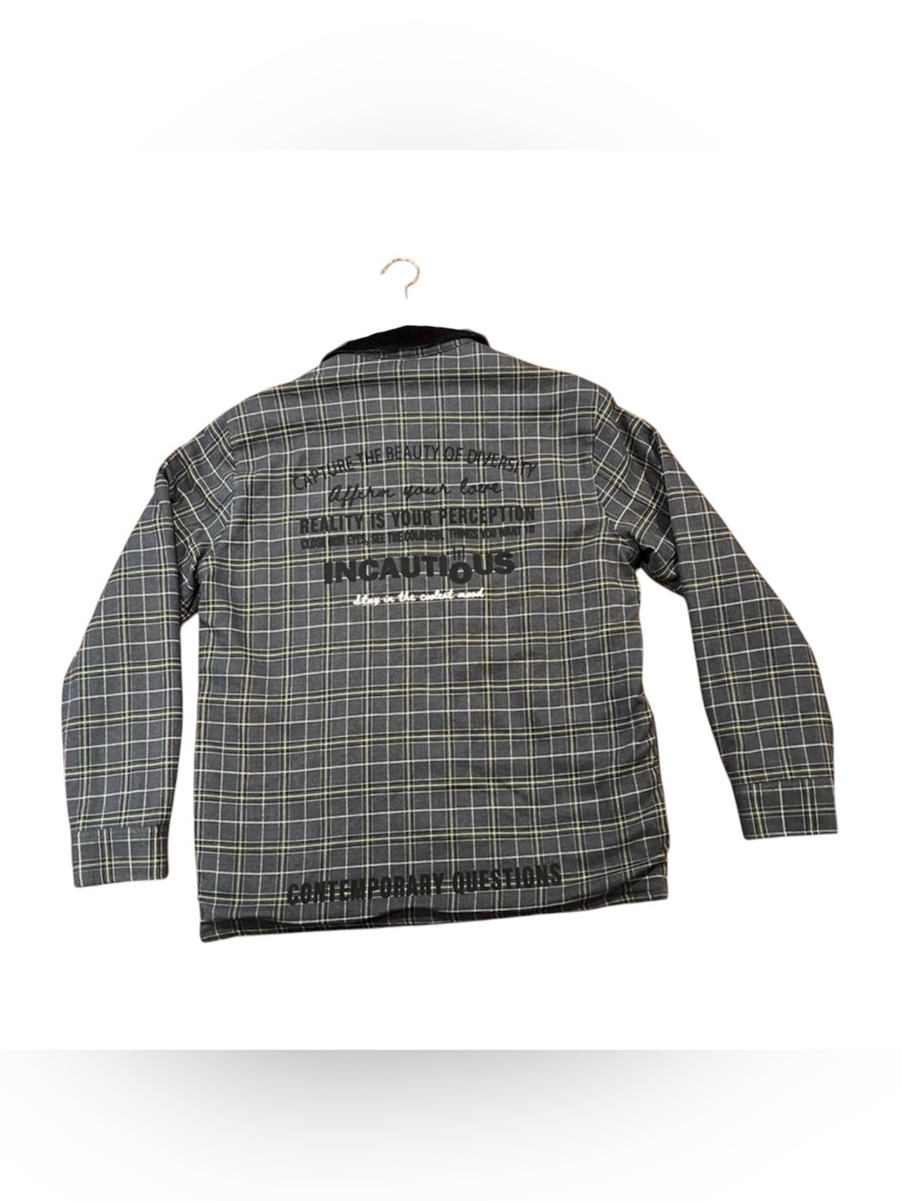 Zara Men’s Denimwear Full-Zip Blue Check Plaid Jacket Medium Diversity Message